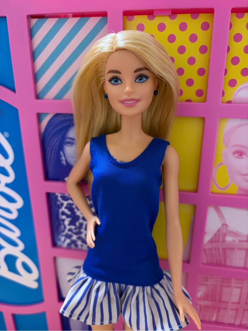 Barbie Royal Blue Tank with Blue & White Striped Skirt
